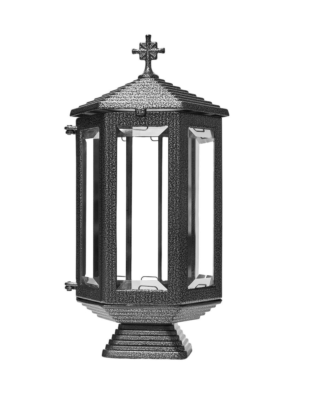 12" Metal Glass Candle Holder Cemetery Sanctuary Oil Lamp Memorial Grave Lantern 32cm
