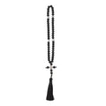 50 Black Beads Greek Orthodox Prayer Rope ICXC NIKA Cross Rosary Tassel Chotki