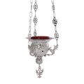 Greek Orthodox Hanging Vigil Oil Brass Burner Lamp Dragons Design Handmade Engraved Lantern Silver Color