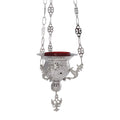 Greek Orthodox Hanging Vigil Oil Brass Burner Lamp Dragons Design Handmade Engraved Lantern Silver Color