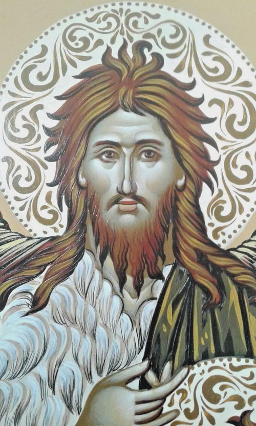 15 3/4" Saint John Baptist the Forerunner Good Detail Traditional Greek Orthodox Hagiography Handpainted Icon 40cm