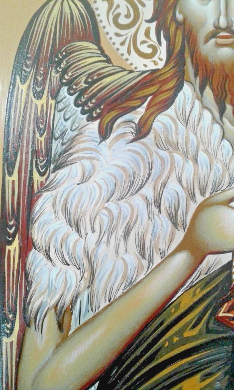 15 3/4" Saint John Baptist the Forerunner Good Detail Traditional Greek Orthodox Hagiography Handpainted Icon 40cm
