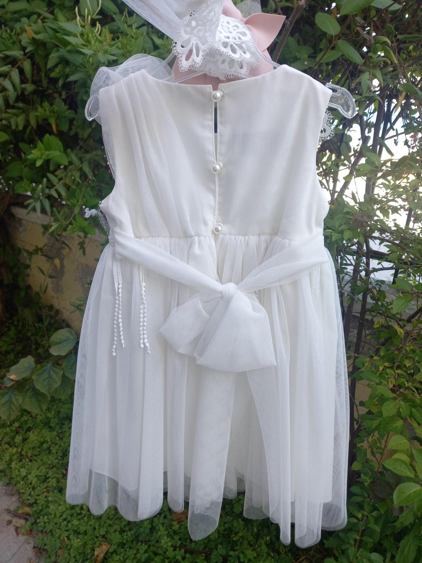 Couture Outfit Girl Christening Dress Romantic Christening Gown Elegant Baptism Dress For Baby Girl Baptism Wedding Handmade in Greece