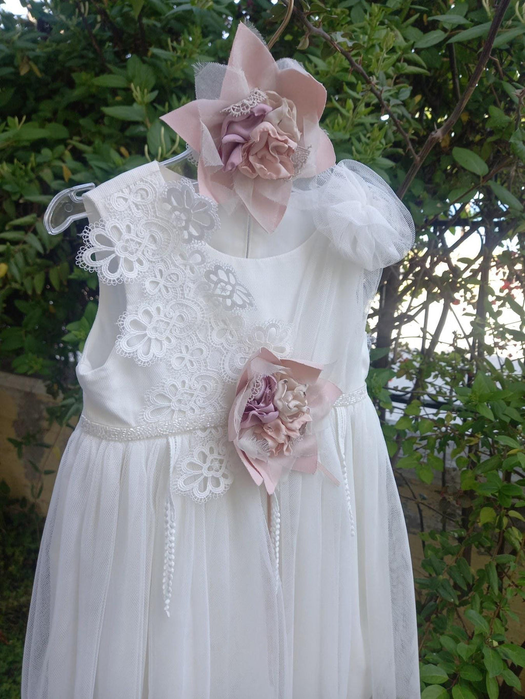 Couture Outfit Girl Christening Dress Romantic Christening Gown Elegant Baptism Dress For Baby Girl Baptism Wedding Handmade in Greece