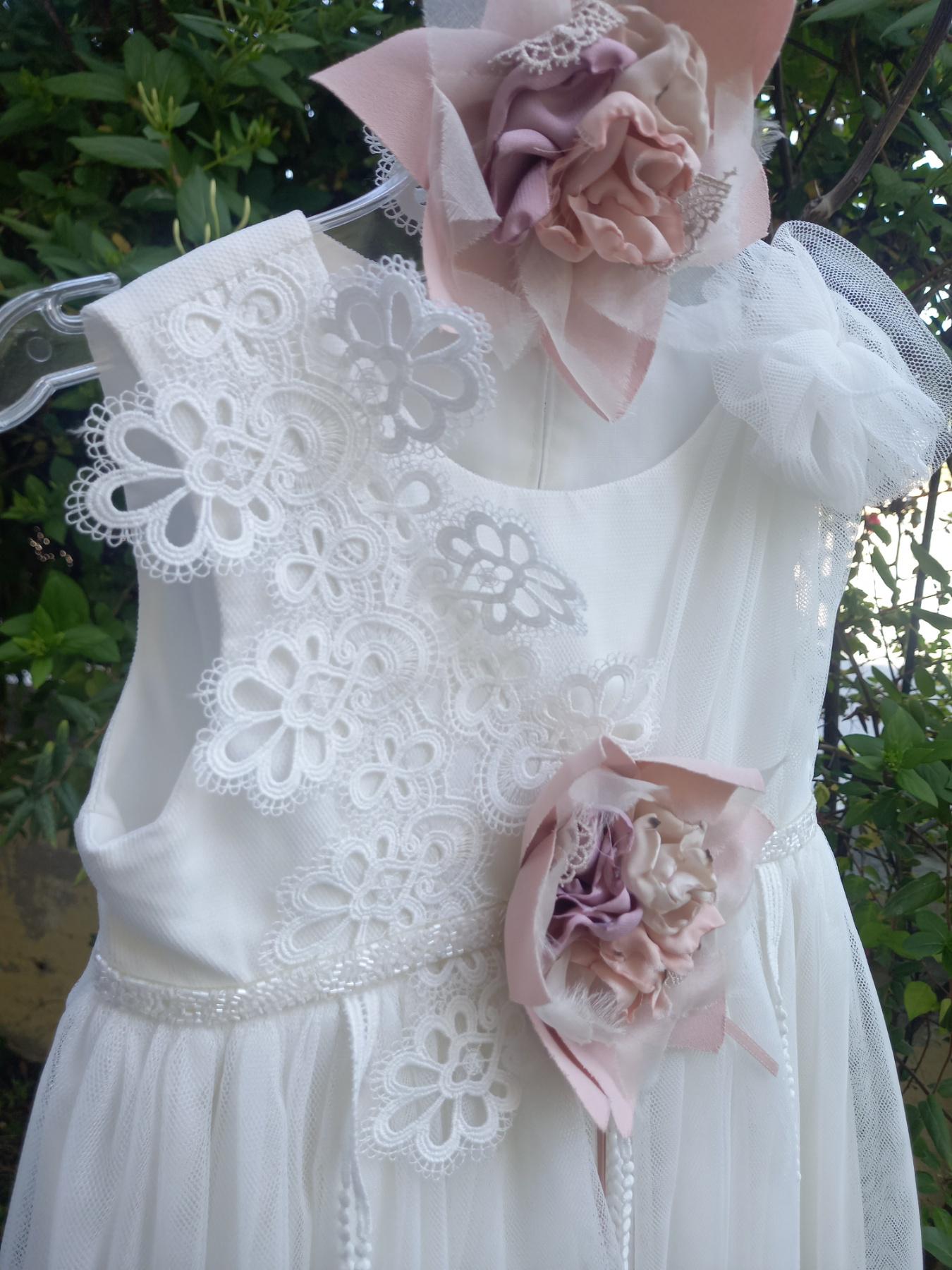 Couture Outfit Girl Christening Dress Romantic Christening Gown Elegant Baptism Dress For Baby Girl Baptism Wedding Handmade in Greece