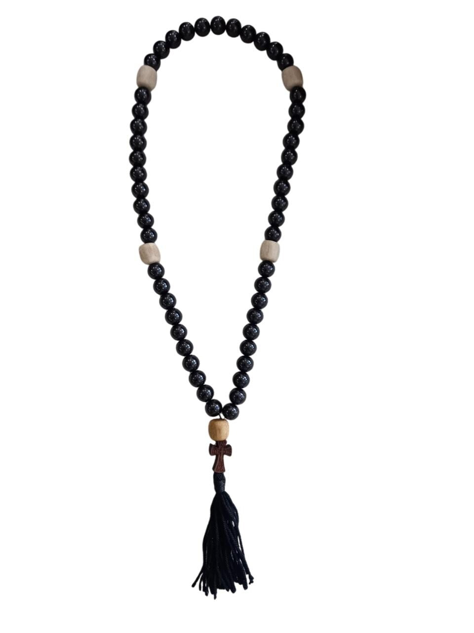 50 Beads Orthodox Monastic Prayer Rope Beads Wooden Cross Design Tassel Rosary Chotki Komboskini