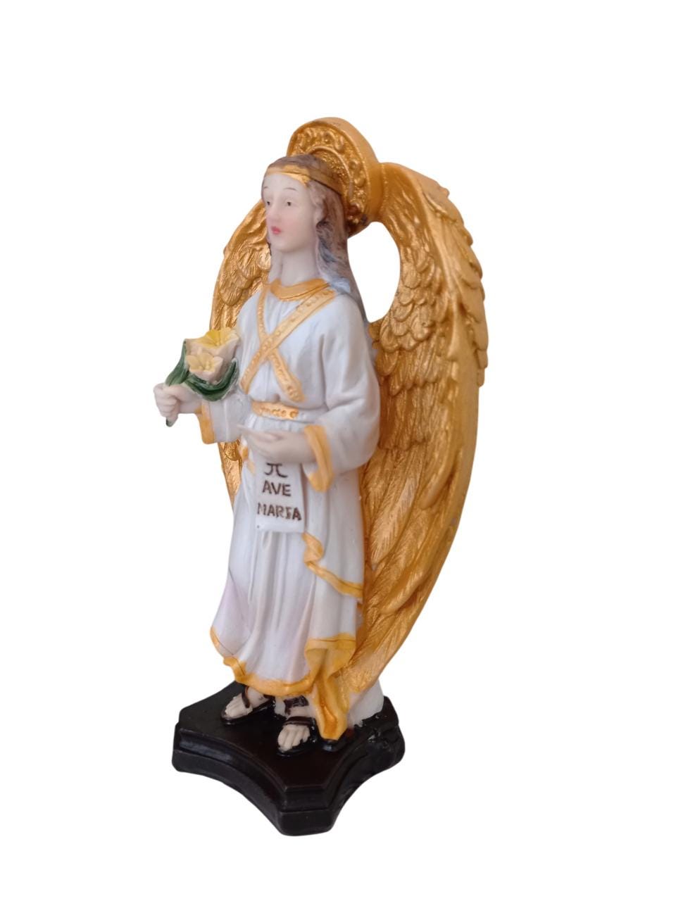 6" Hand Painted Saint Archangel Gabriel Lily Ave Maria Standing Figurine Devotional Statue 15.5cm