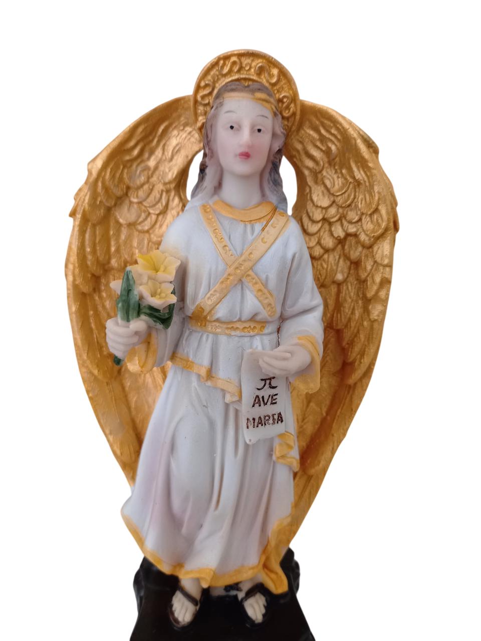 6" Hand Painted Saint Archangel Gabriel Lily Ave Maria Standing Figurine Devotional Statue 15.5cm