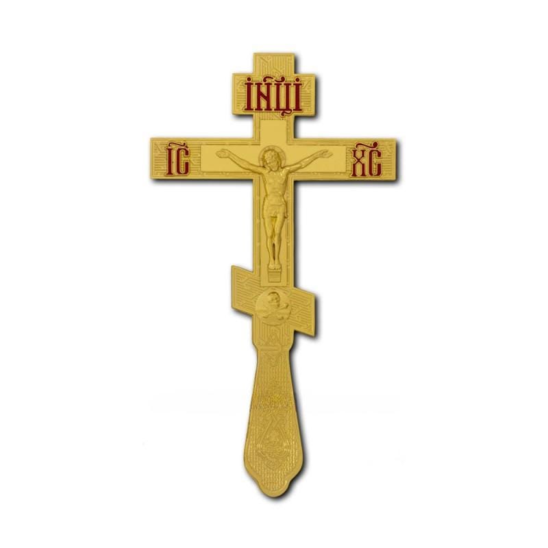 10" Russian Style Orthodox Blessing Hand Cross Old Slavonic Church Language Relic Case Crucifix 26cm