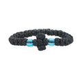 Black Silk Greek Orthodox Prayer Rope – Handknotted Greek Orthodox Bracelet with Blue Beads – Handmade Religious Gift Chotki