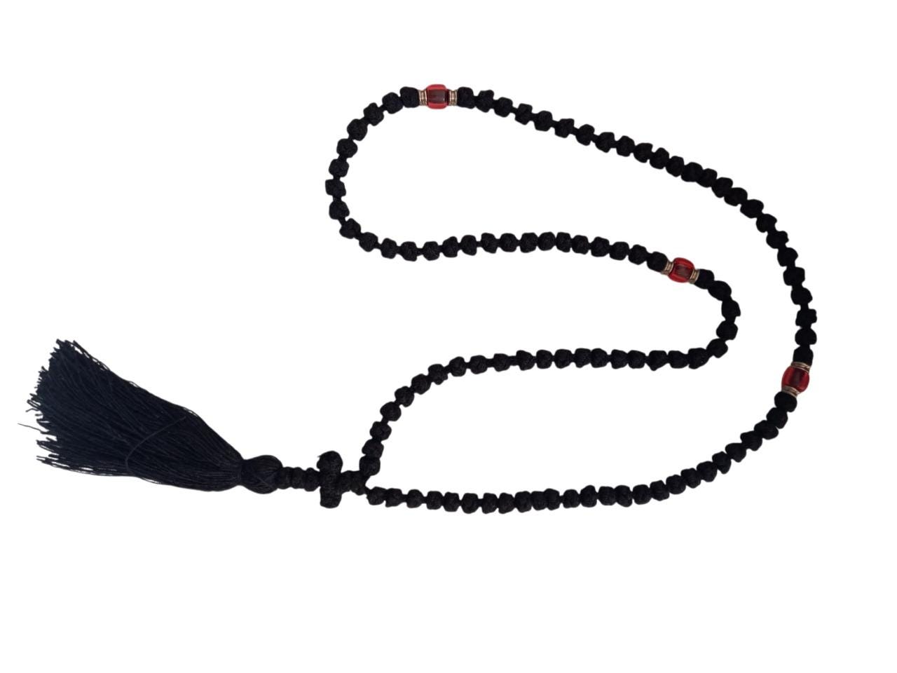100 Knots Traditional  Greek Orthodox Handmade Prayer Rope Chotki Handmade Black Komboskini