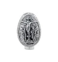 3 3/4" Pure Sterling Silver 2 Sides Crucifixion Resurrection Greek Orthodox Icons Handmade Fabergé Egg 9.5cm
