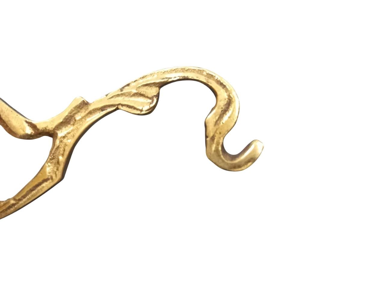 4 3/4" Brass Wall Mounted Greek Orthodox Hook Bracket for Vigil Oil Lamps Hanging Engraved Design 12cm