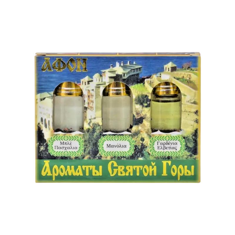 Gift Set Blessed Greek Orthodox Anointing Aromatic Myrrh Holy Oil from Mt Athos 3 Bottles