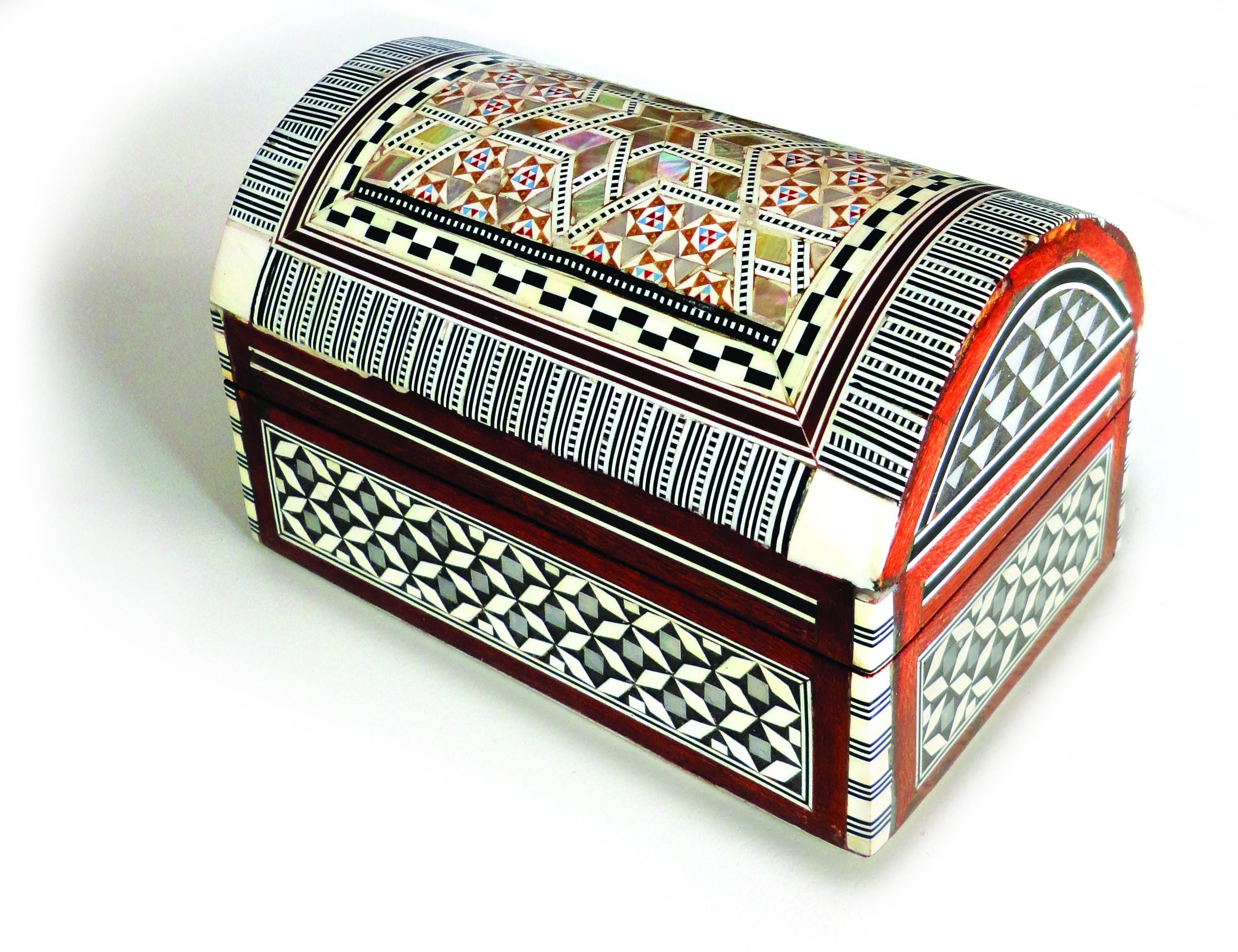 Handmade Wooden Relic Case Jewlery Box Trunk Velvet Lined Mother of Pearl Inlay Square Hexagonal Various Sizes