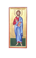 Greek Orthodox Icon Jesus Christ Blessing | 16"x7.25" Gilded Canvas | Gold Leaf Wall Art | Handcrafted Religious Icon | Vivid Colors
