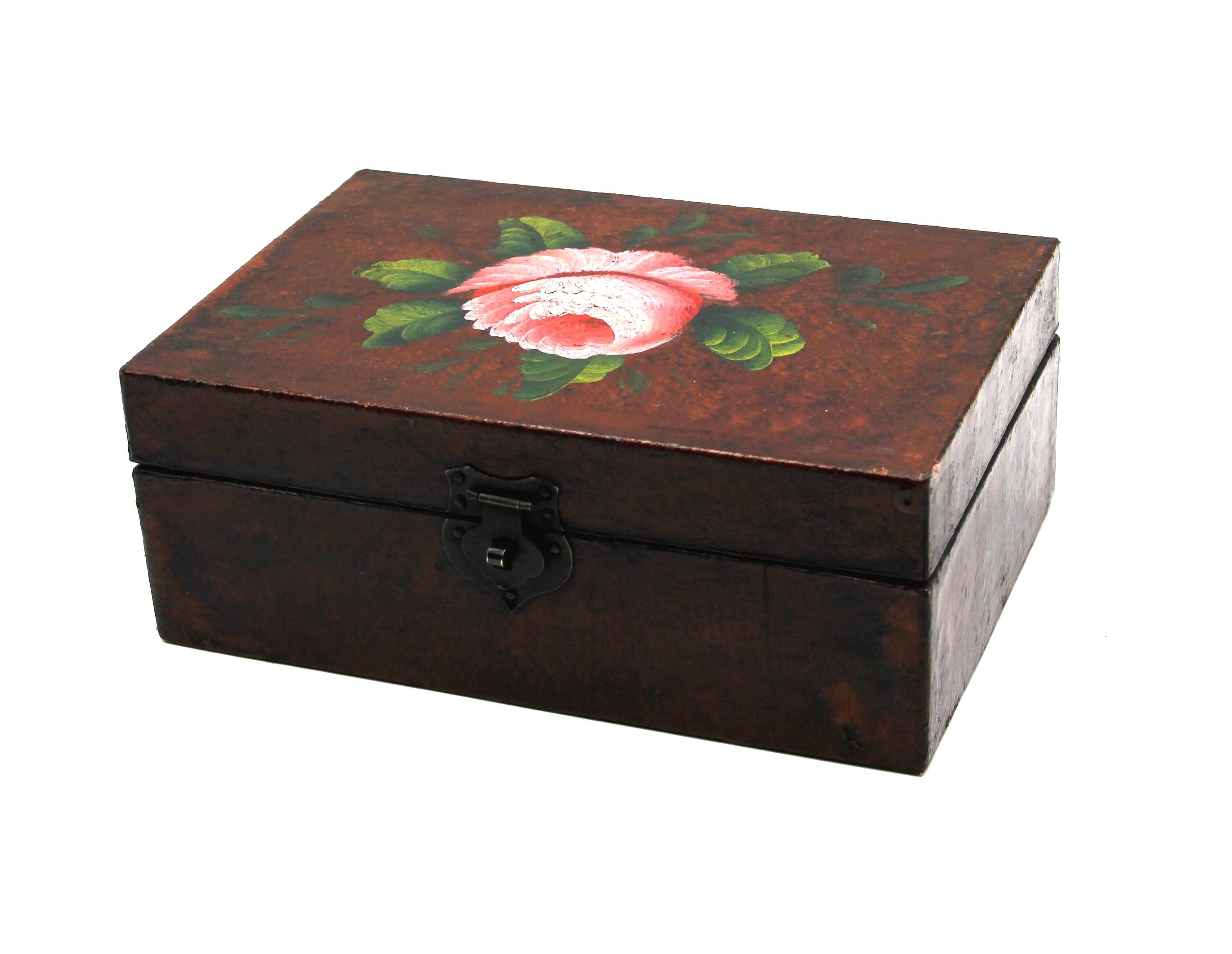 Floral Treasure Box | Hand-Painted Wood & Velvet | Vintage Keepsake Chest | Unique Gift Box | Decorative Storage Beauty