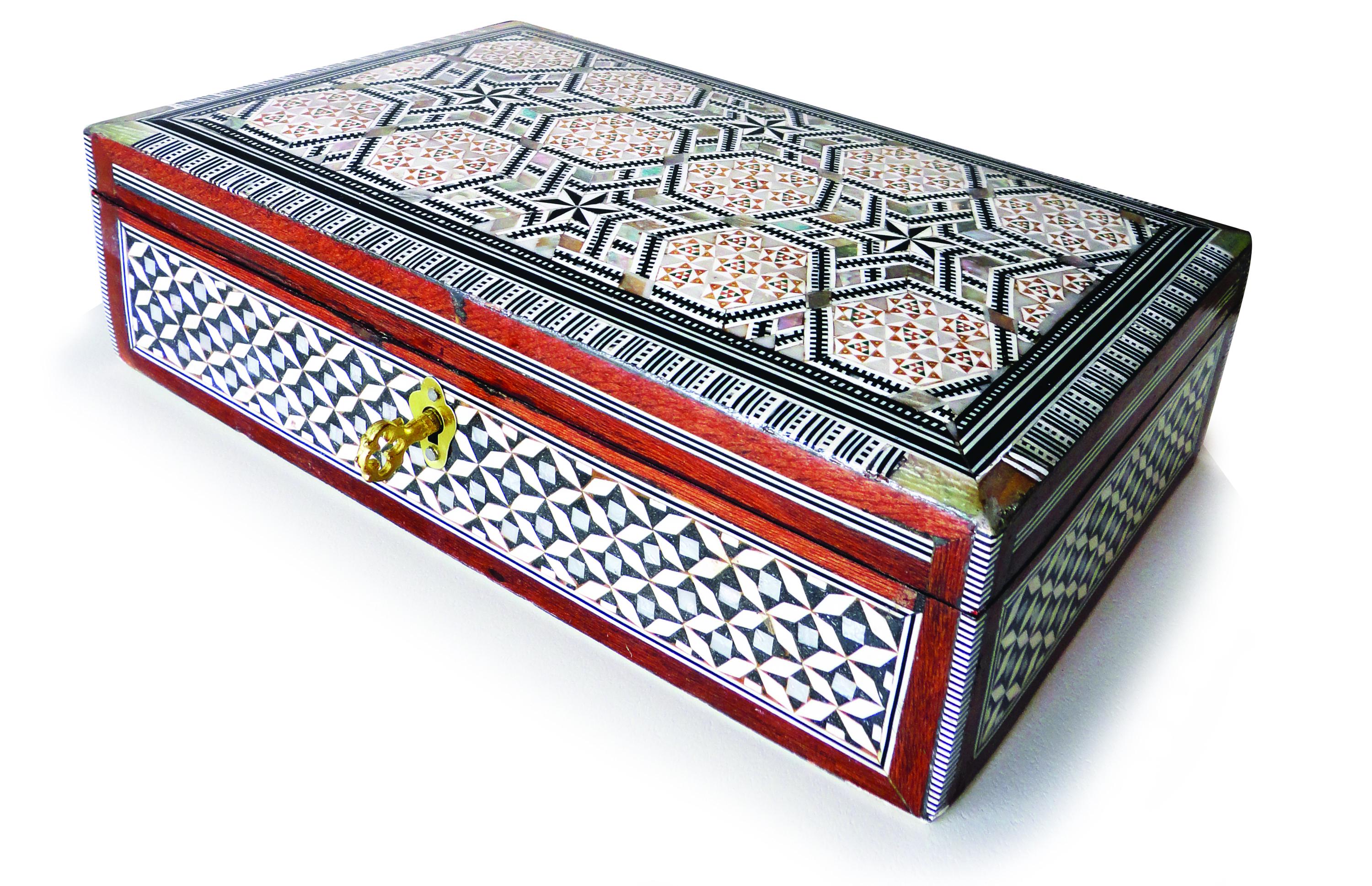 Handmade Wooden Relic Case Jewlery Box Trunk Velvet Lined Mother of Pearl Inlay Square Hexagonal Various Sizes