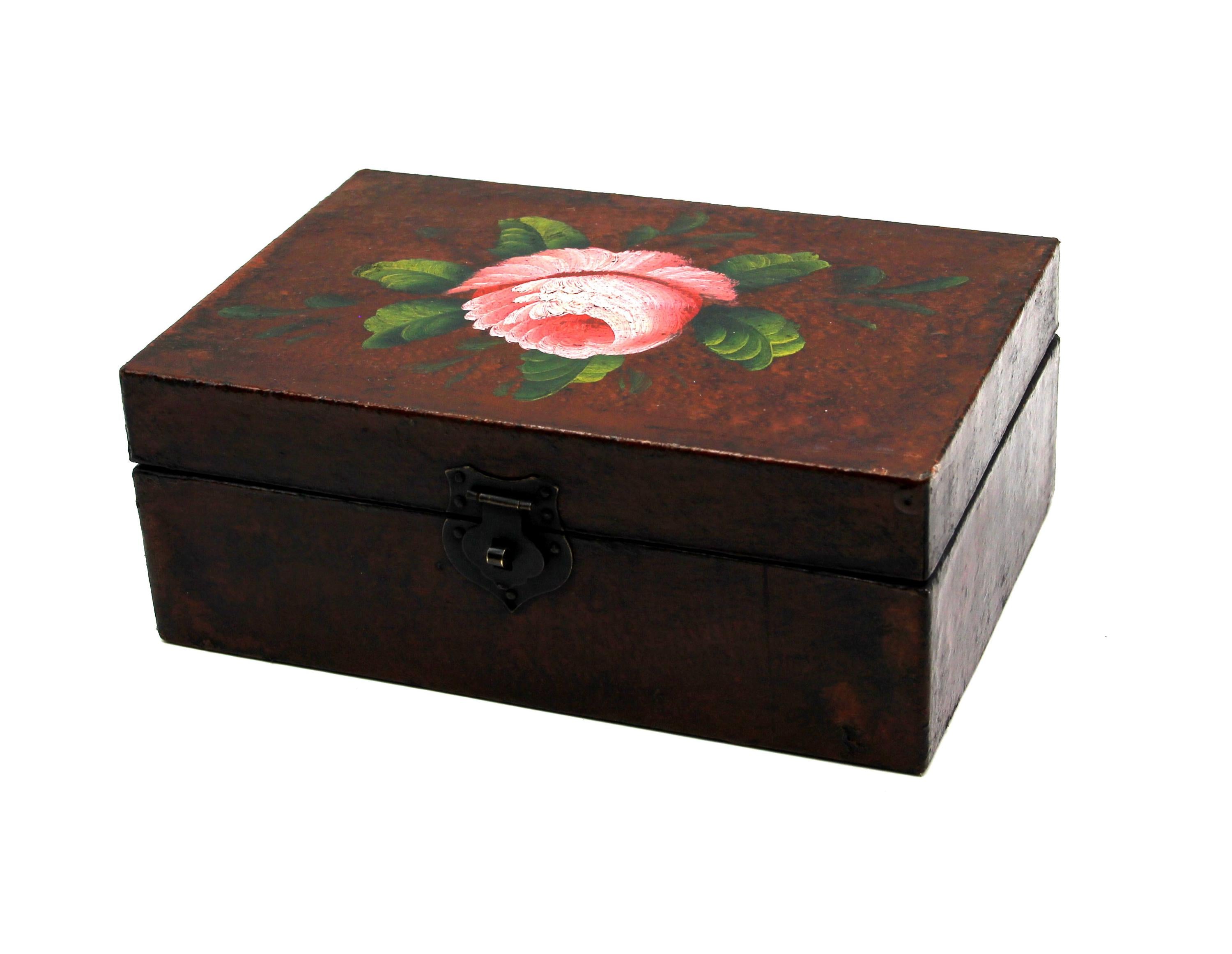 Floral Treasure Box | Hand-Painted Wood & Velvet | Vintage Keepsake Chest | Unique Gift Box | Decorative Storage Beauty