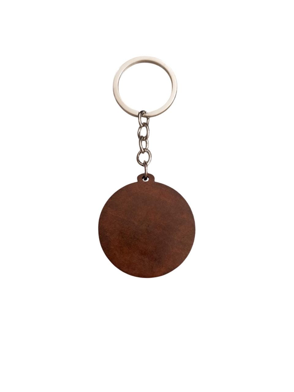 Saint Christopher Icon Keychain | Greek Orthodox Round Wooden Key Ring | Byzantine Christian Gift | Religious Travel Protection