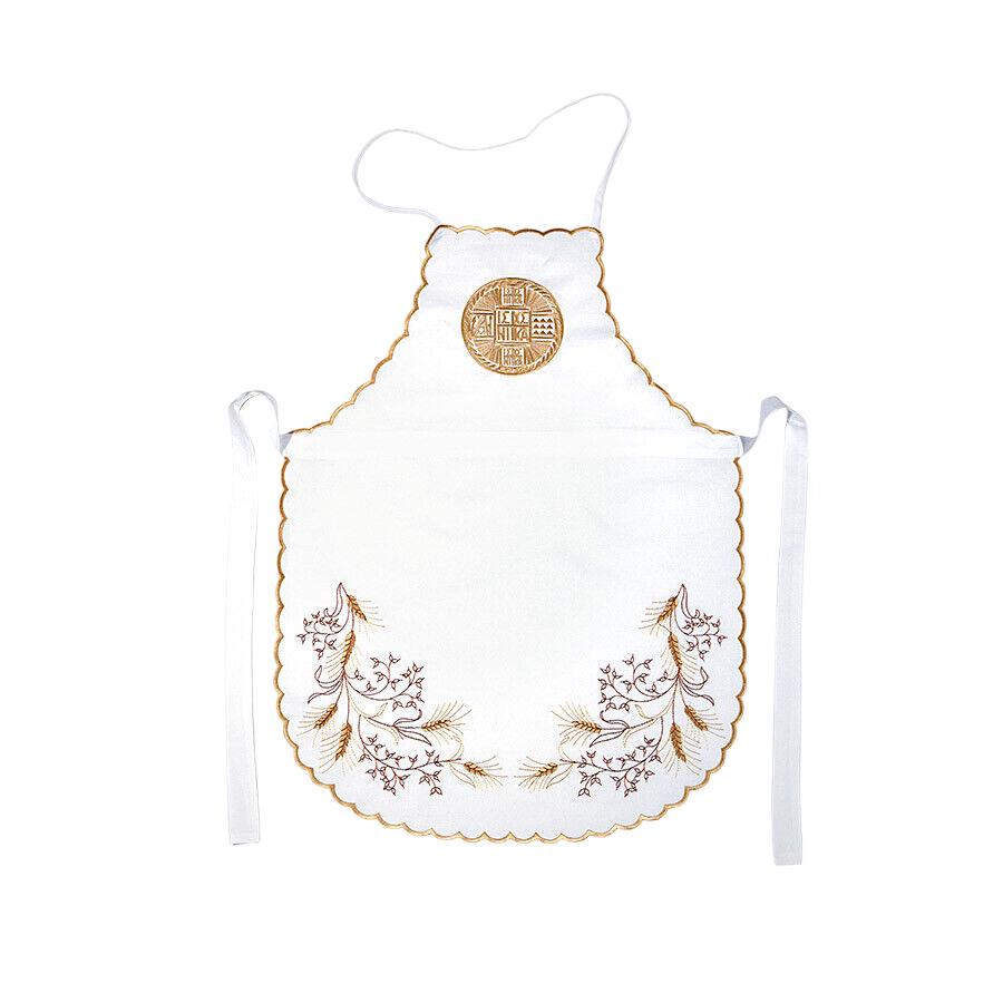 Prosphora Apron for Holy Bread – Greek Orthodox Prosforo Baking – Embroidered White Cotton Apron – Liturgical Bread Preparation Gift
