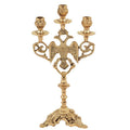 Brass 3 Candle Holder Byzantine Double-Headed Eagle Greek Altar Prayer Corner Candleholder for Beeswax Paraffin Candles 11mm Candle Diameter