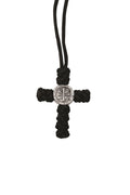Greek Orthodox Car Cross Black Silk Thread Rearview Mirror Hanging ICXC NIKA Byzantine Handknotted Monastic Blessing 10 Knot Komboskini