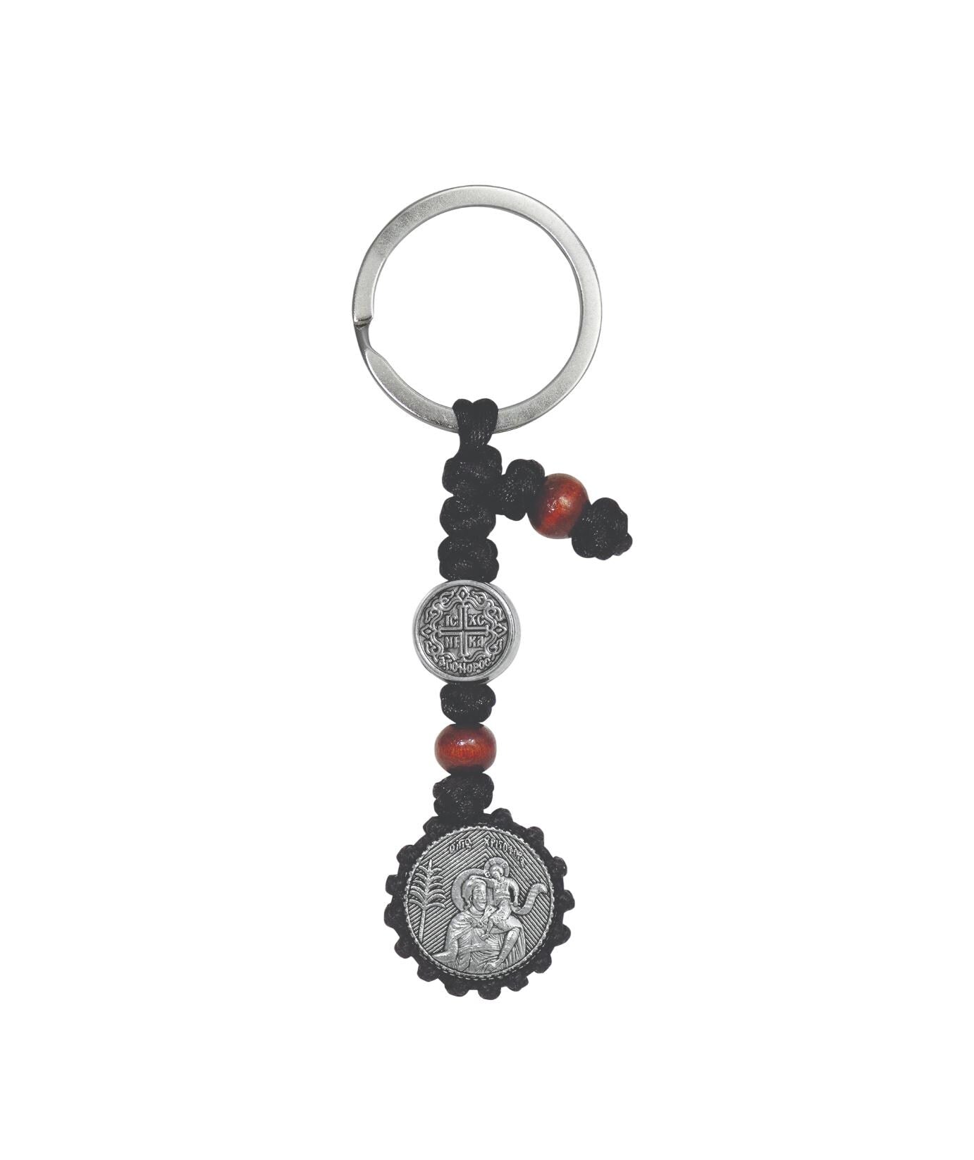 Saint Christopher Car Icon Orthodox Rearview Charm Red Stone Guardian of Drivers 2 Sides Medal Monastic Handmade Elegant Blessing Gift