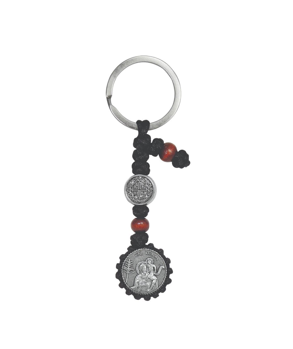 Saint Christopher Car Icon Orthodox Rearview Charm Red Stone Guardian of Drivers 2 Sides Medal Monastic Handmade Elegant Blessing Gift