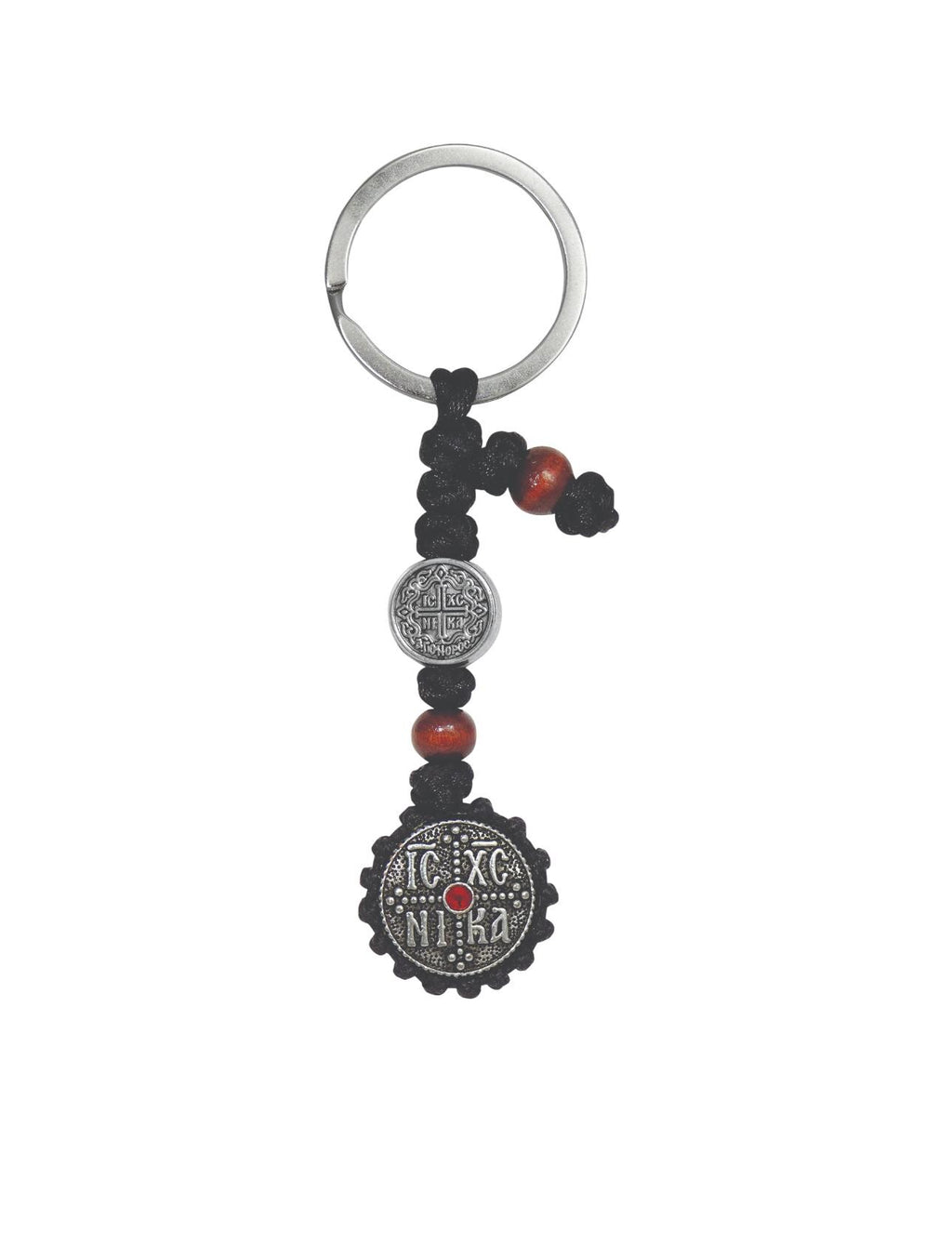 Saint Christopher Car Icon Orthodox Rearview Charm Red Stone Guardian of Drivers 2 Sides Medal Monastic Handmade Elegant Blessing Gift