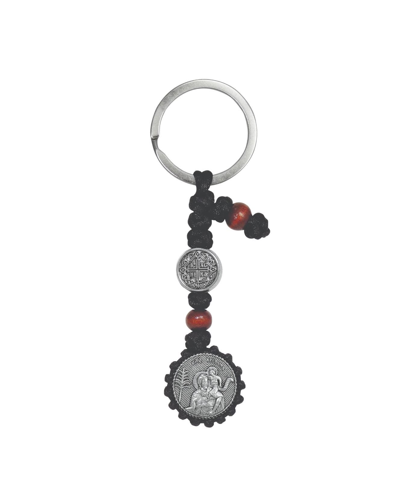 Saint Christopher Car Icon Orthodox Rearview Charm Red Stone Guardian of Drivers 2 Sides Medal Monastic Handmade Elegant Blessing Gift