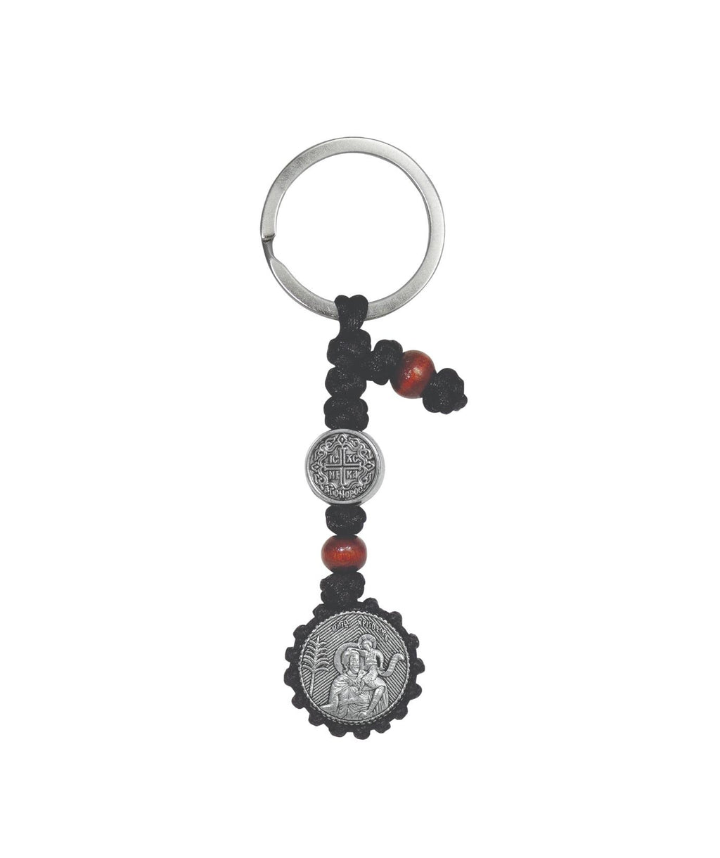 Saint Christopher Car Icon Orthodox Rearview Charm Red Stone Guardian of Drivers 2 Sides Medal Monastic Handmade Elegant Blessing Gift