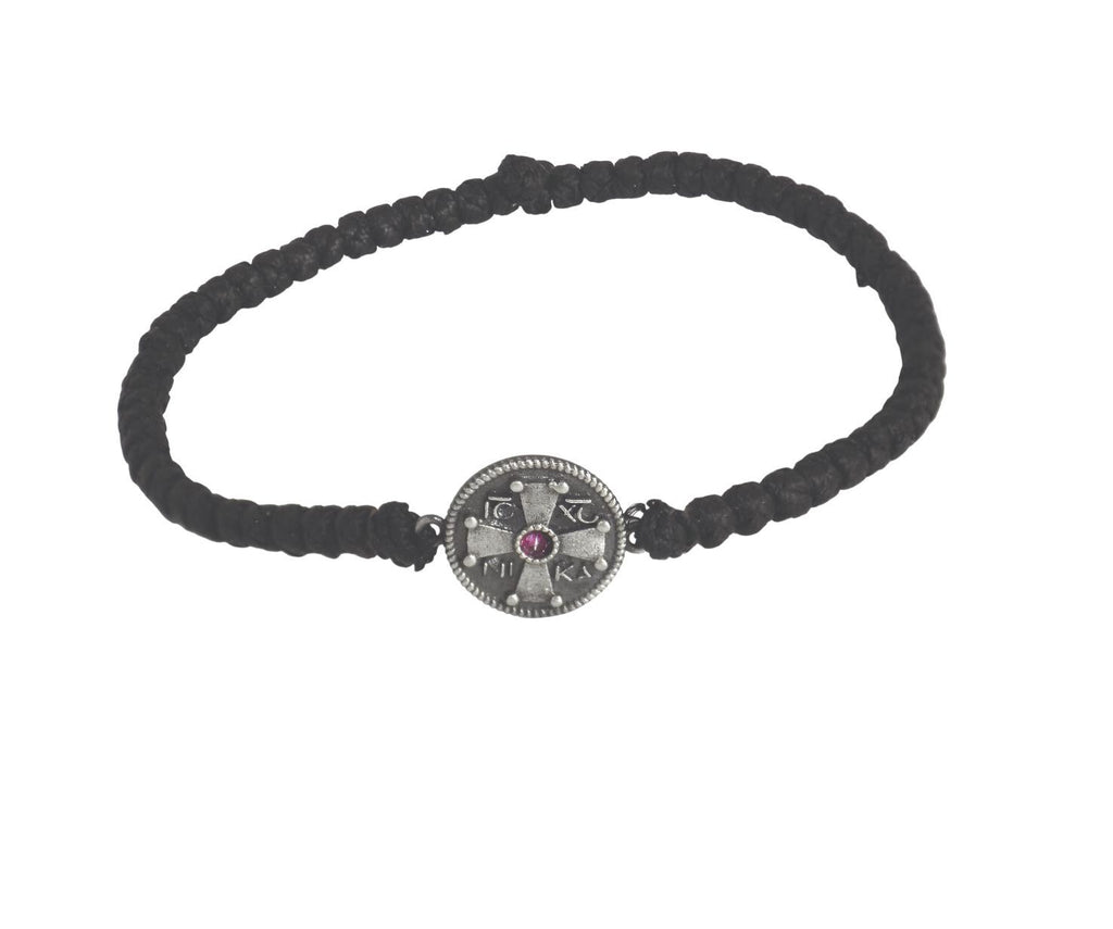Greek Orthodox Prayer Rope Bracelet • Komboskini 3mm • 925 Silver ICXC NIKA Cross • Handmade Black Cord • Premium Quality