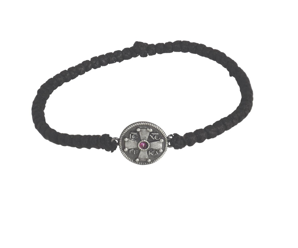 Greek Orthodox Prayer Rope Bracelet • Komboskini 3mm • 925 Silver ICXC NIKA Cross • Handmade Black Cord • Premium Quality