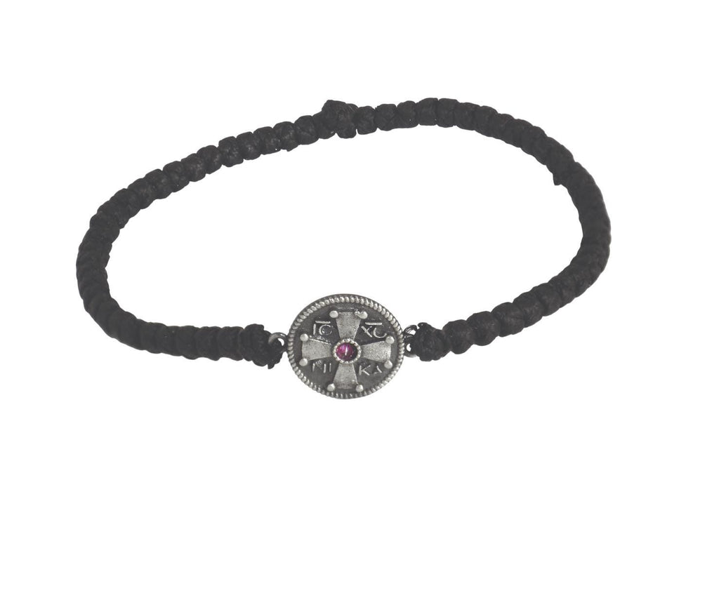 Greek Orthodox Prayer Rope Bracelet • Komboskini 3mm • 925 Silver ICXC NIKA Cross • Handmade Black Cord • Premium Quality