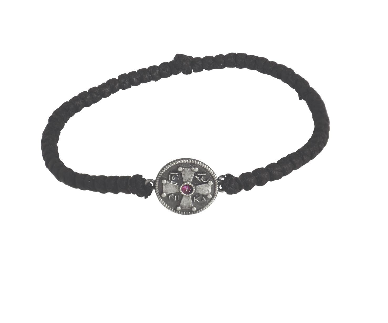 Greek Orthodox Prayer Rope Bracelet • Komboskini 3mm • 925 Silver ICXC NIKA Cross • Handmade Black Cord • Premium Quality