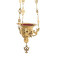 Greek Orthodox Hanging Vigil Oil Brass Burner Lamp Dragons Design Handmade Engraved Lantern