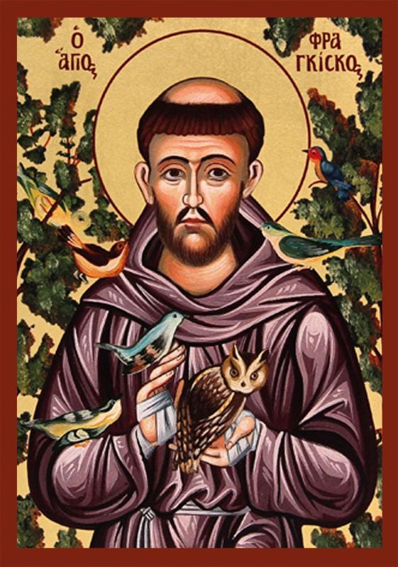 Saint Francis of Assisi 22K Gold Leaf Wall Blessing Natural Wool Icon 5"x4"12.5x10cm