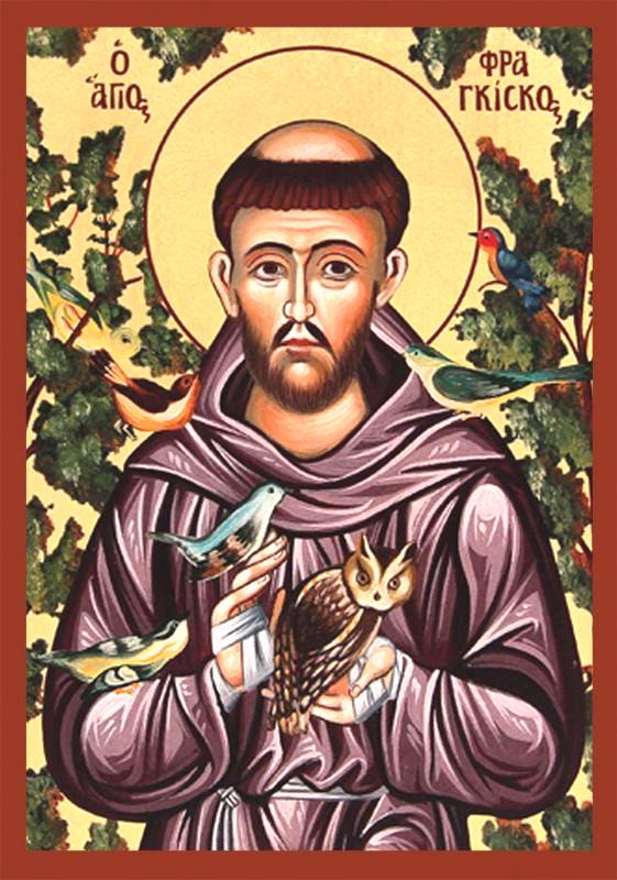 Saint Francis of Assisi 22K Gold Leaf Wall Blessing Natural Wool Icon 5"x4"12.5x10cm