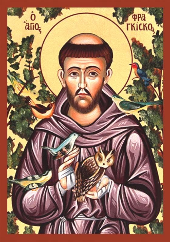 Saint Francis of Assisi 22K Gold Leaf Wall Blessing Natural Wool Icon 5"x4"12.5x10cm
