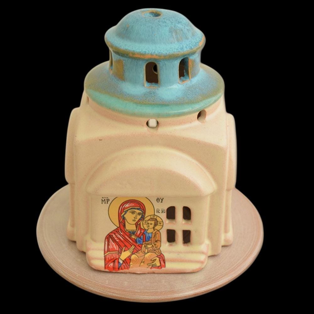 5" Greek Orthodox Byzantine Church Style Ceramic Standing Vigil Oil Lamp Lantern
