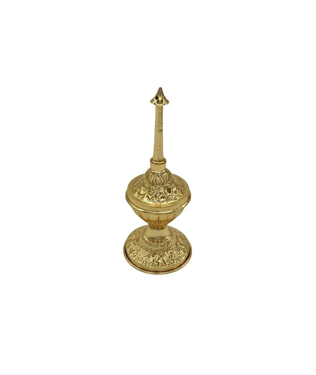 Greek Orthodox Holy Water Sprinkler | Gold-Plated Metal Aspergilum | Embossed Liturgical Accessory | Aroma Sprinkler Home Altar Decor