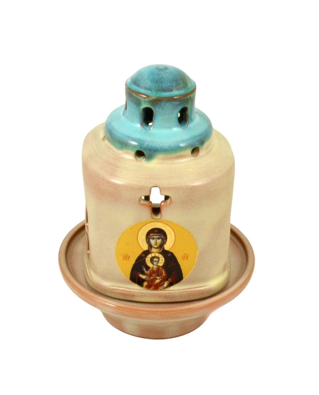 7" Greek Orthodox Byzantine Church Style Ceramic Standing Vigil Oil Lamp Lantern 18cm