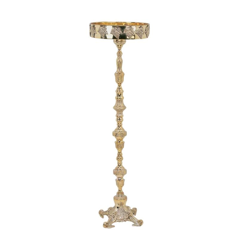 Byzantine Brass Candle Stand 110cm Tall Engraved Vine Design Sand Candle Holder Heavy Luxury Greek Orthodox Church Prayer Corner 43"