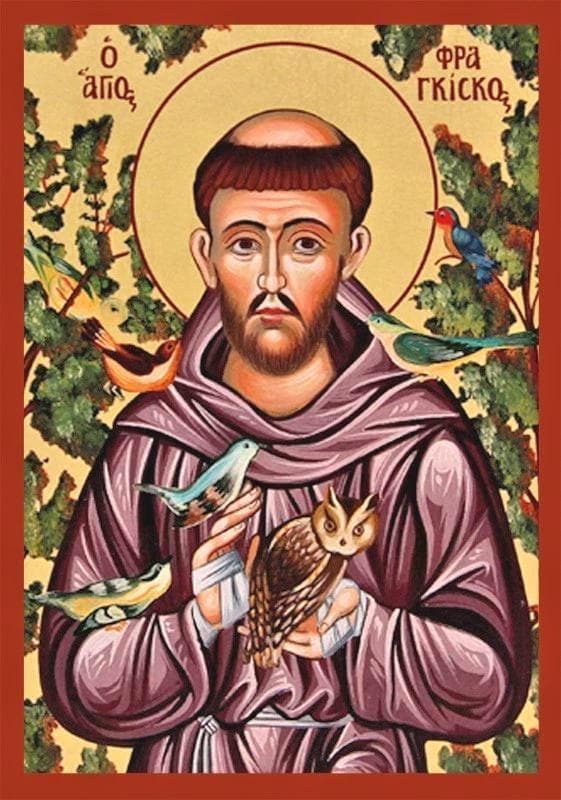 Saint Francis of Assisi 22K Gold Leaf Wall Blessing Natural Wool Icon 5"x4"12.5x10cm