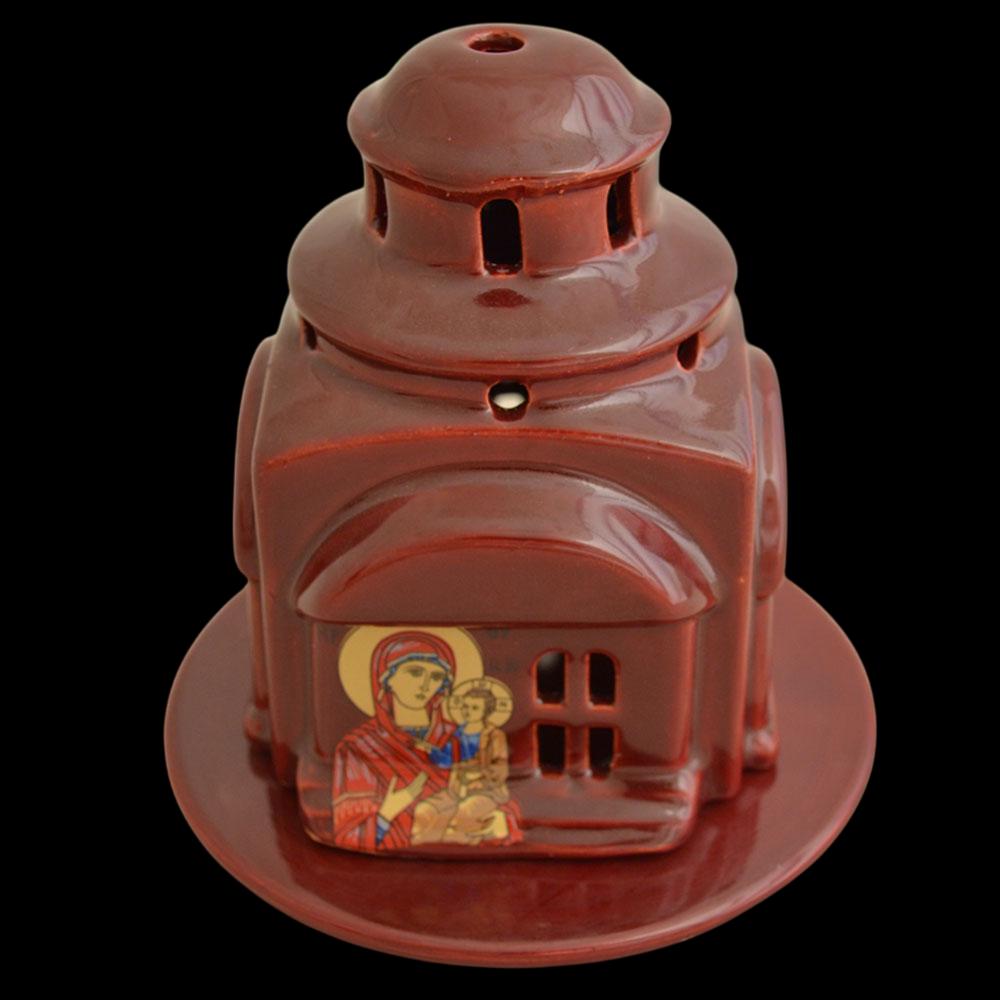 5" Greek Orthodox Byzantine Church Style Ceramic Standing Vigil Oil Lamp Lantern