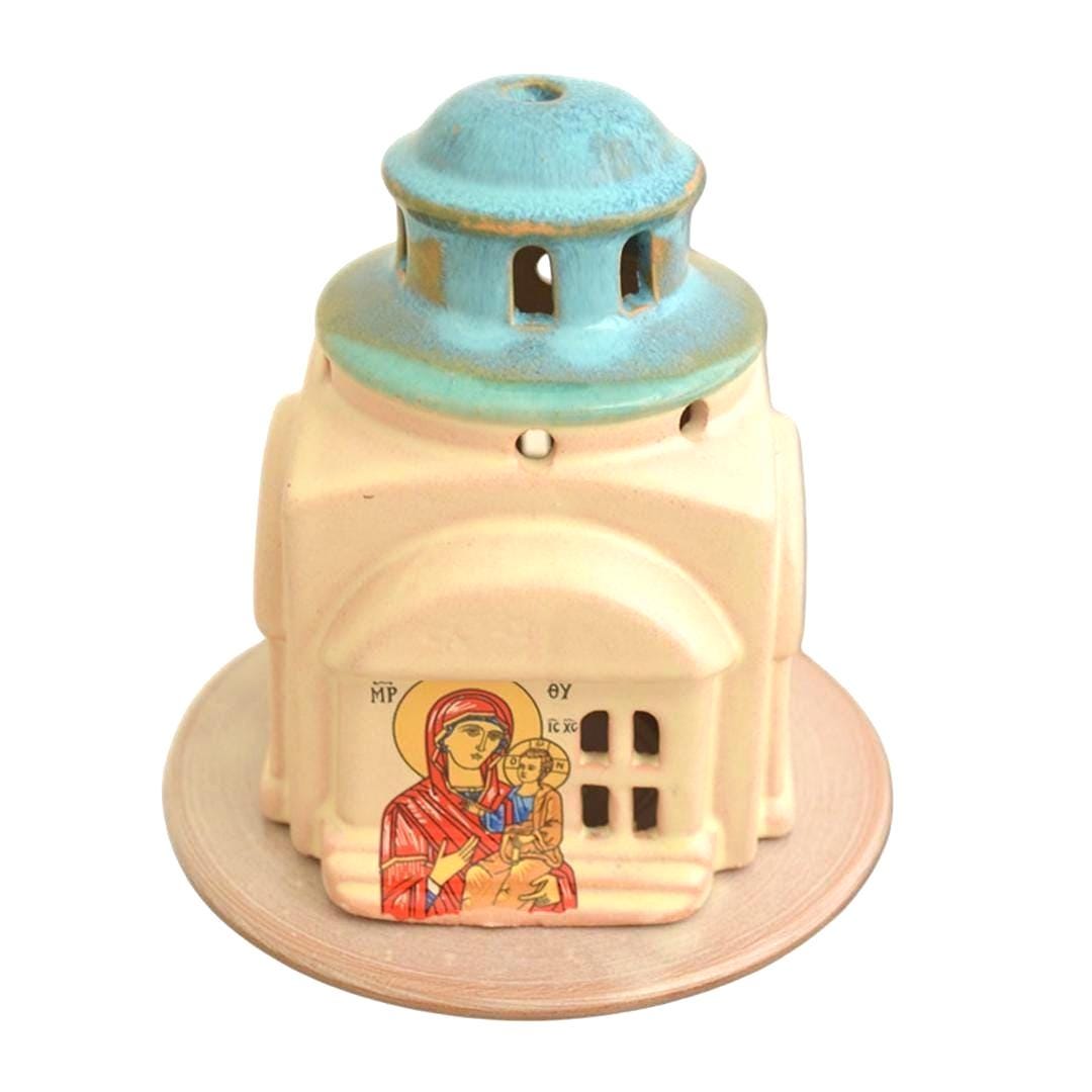 5" Greek Orthodox Byzantine Church Style Ceramic Standing Vigil Oil Lamp Lantern