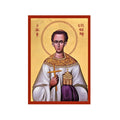 Saint Stephen the First Martyr Protomartyr 22K Gold Leaf Wall Blessing Natural Wool Icon 5"x4"12.5x10cm