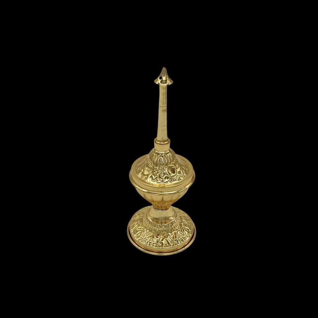 Greek Orthodox Holy Water Sprinkler | Gold-Plated Metal Aspergilum | Embossed Liturgical Accessory | Aroma Sprinkler Home Altar Decor