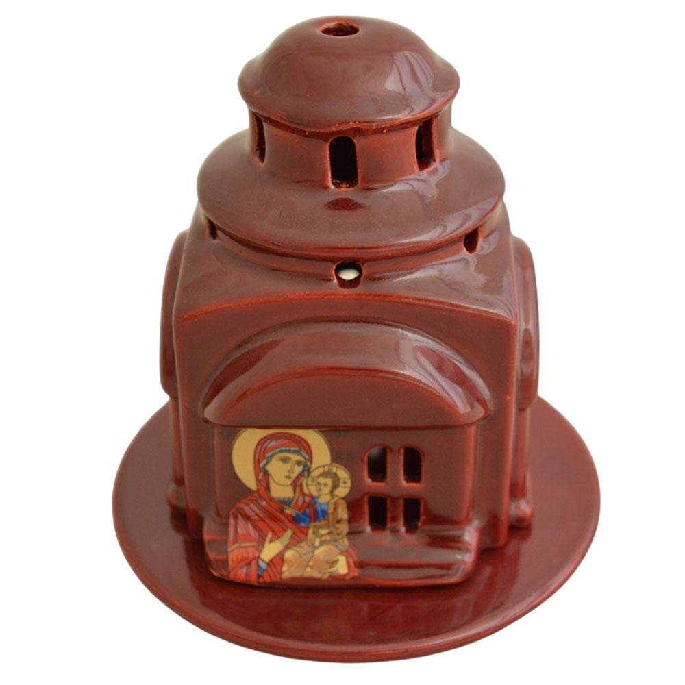 5" Greek Orthodox Byzantine Church Style Ceramic Standing Vigil Oil Lamp Lantern